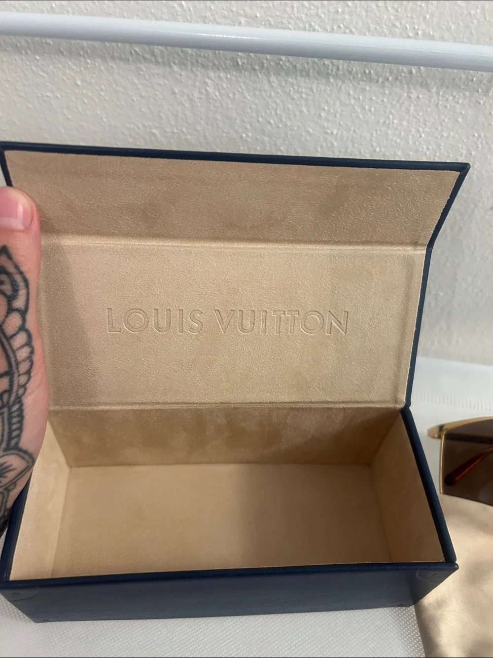 Louis Vuitton Men’s Gold Frame Brown Shield Sunglasses with LV Brow Motif